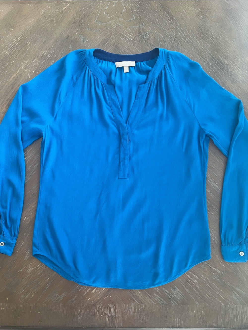 Banana Republic Teal Long-Sleeve V-Neck Peasant Blouse - Picture 2 of 8